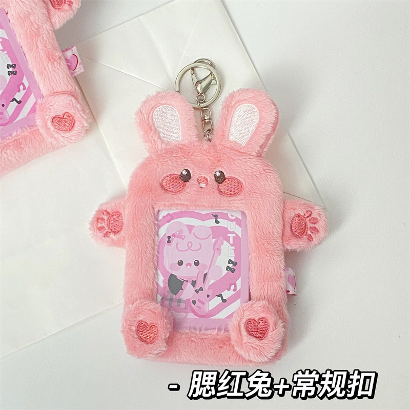 Kawaii Pink Bunny KPOP Photocard Holder Keychain