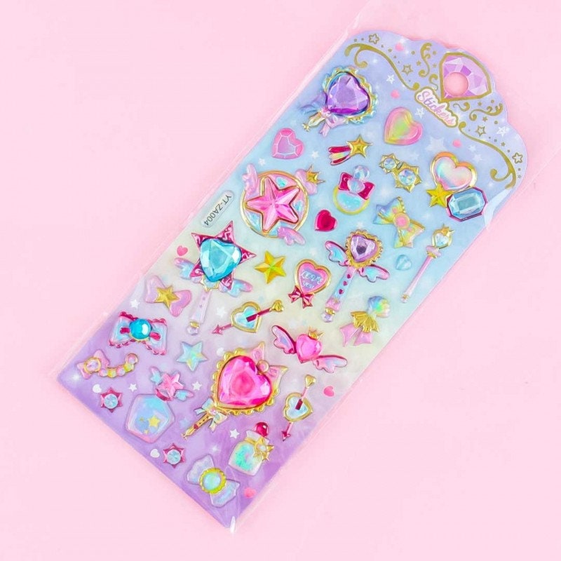 Kawaii Pink 3D Gem Stickers